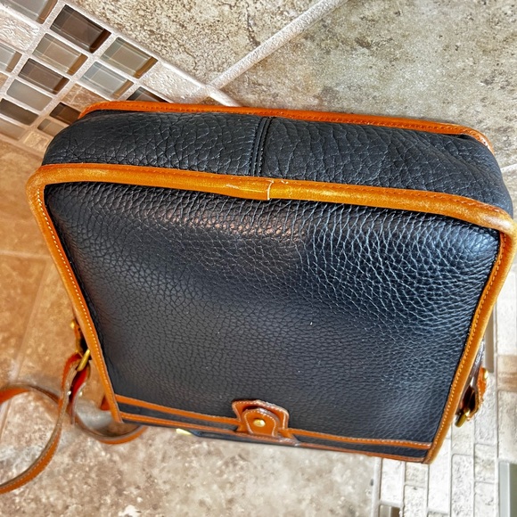 Dooney & Bourke Black and Tan Leather Messenger Bag - Picture 6 of 15